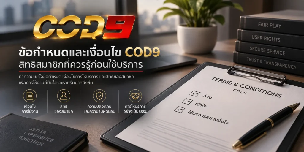 ข้อกำหนดและเงื่อนไข COD9 สิทธิสมาชิกที่ควรรู้ก่อนใช้บริการ
