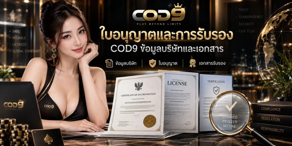 ใบอนุญาตและการรับรอง COD9 ข้อมูลบริษัทและเอกสาร